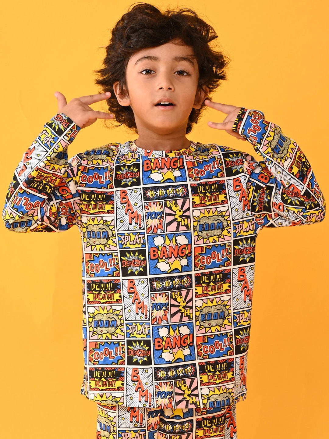 

Anthrilo Boys White & Blue Printed Pure Cotton Night suit