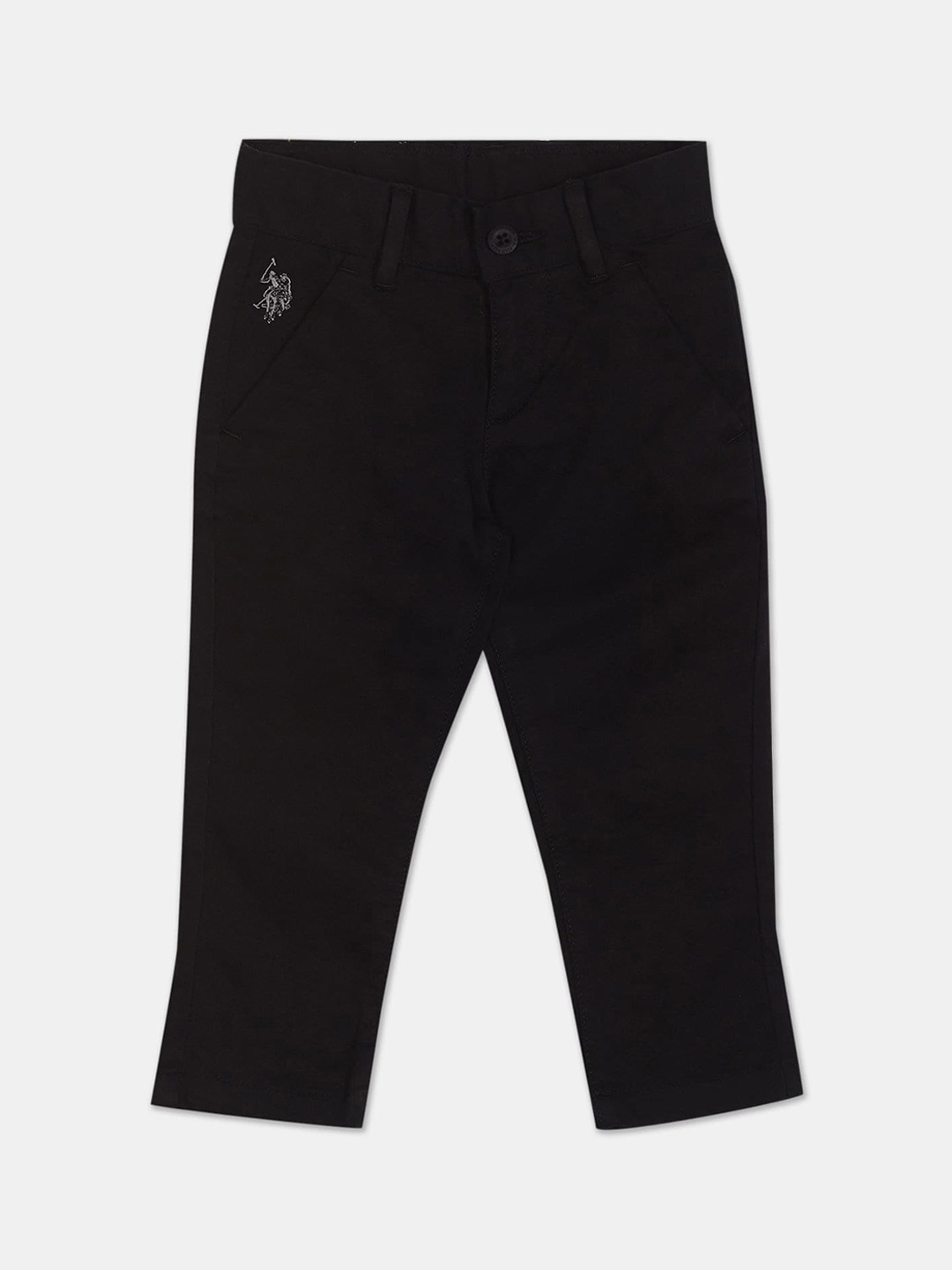 

U.S. Polo Assn. Kids Boys Black Solid Trousers