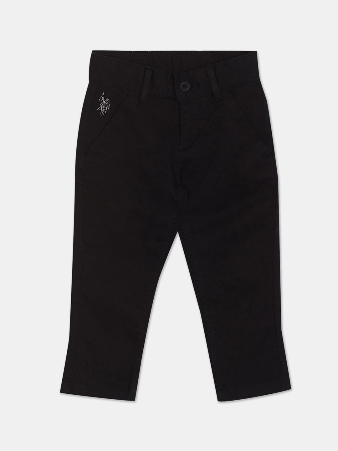 

U.S. Polo Assn. Kids Boys Black Solid Trousers