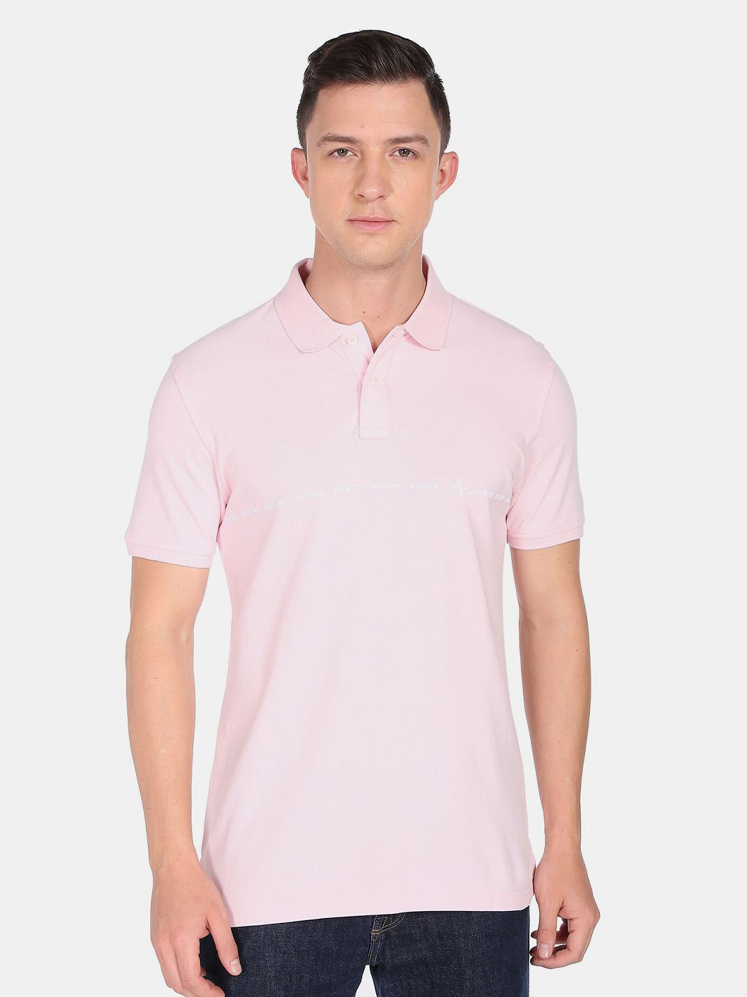 

Arrow Sport Polo Collar Cotton T-shirt, Pink