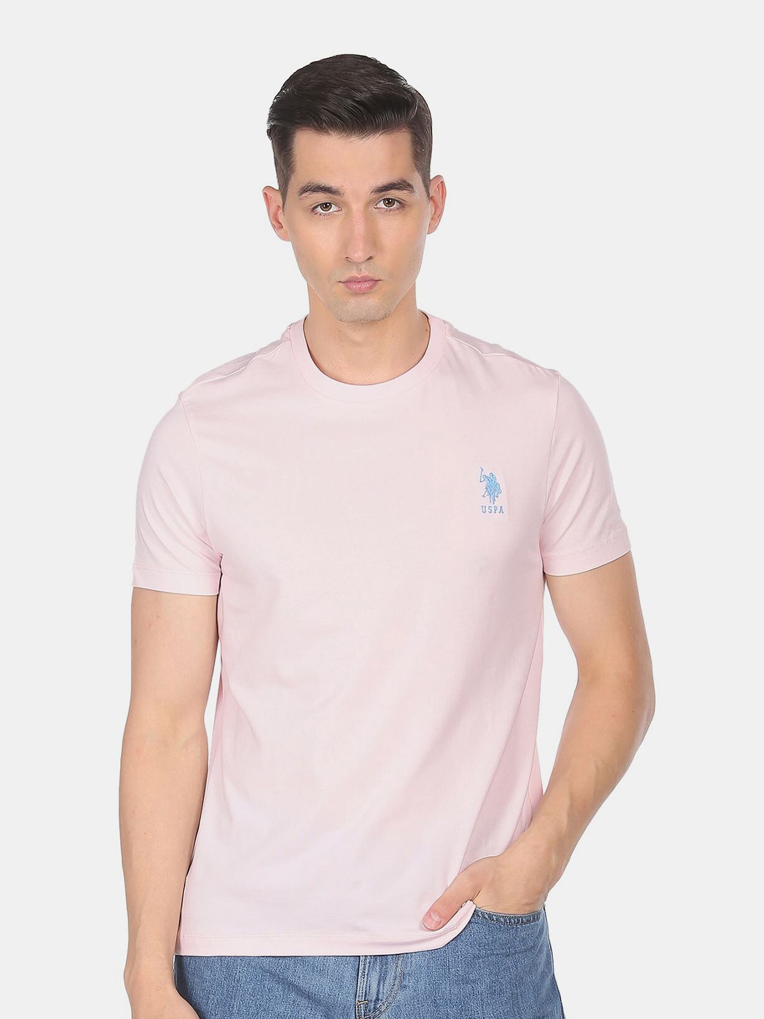 

U S Polo Assn Men Pink Round neck T-shirt