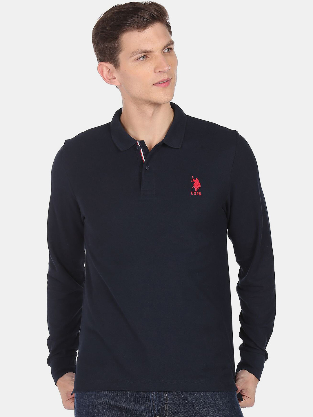 

U.S. Polo Assn. Men Polo Collar Cotton T-shirt, Blue