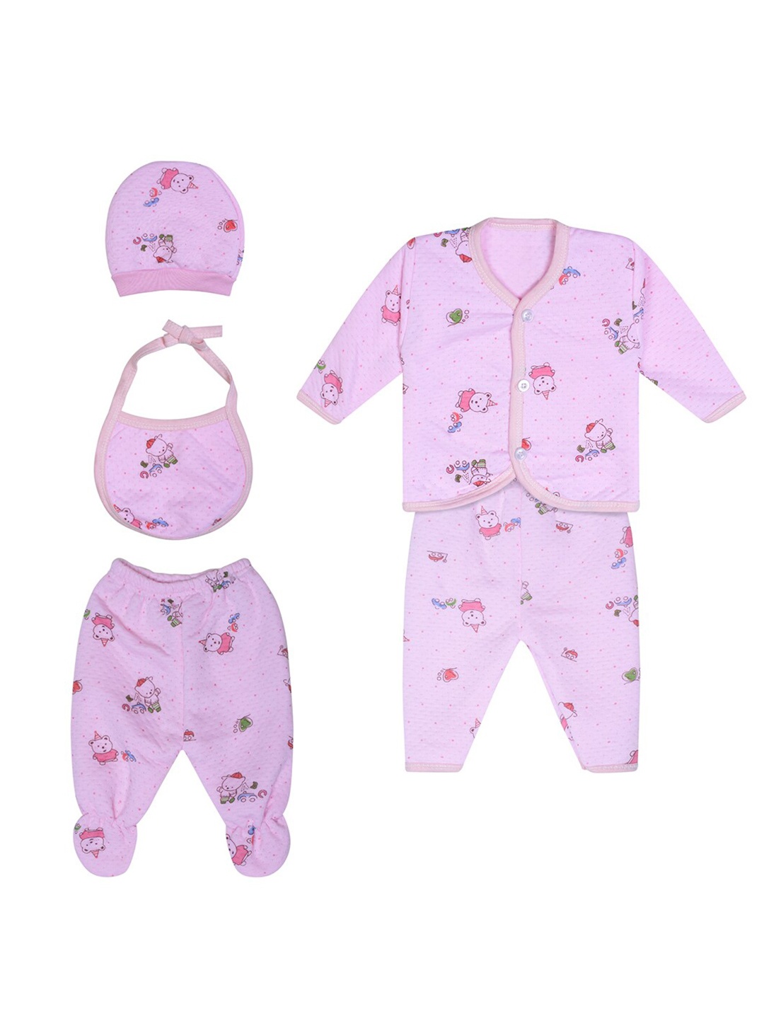 

Superminis Kids Pink & Blue Set of 5 Printed Shirt with Pyjama