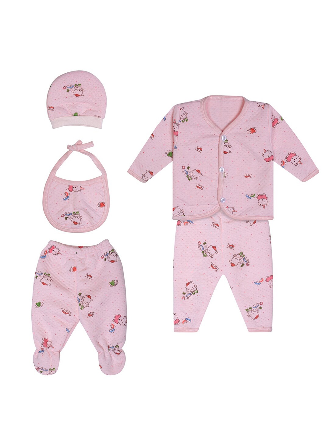 

Superminis Kids Peach-Coloured & Blue Printed Set of 5 Shirt with Pyjama