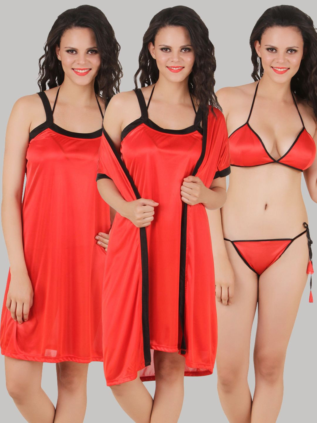 

Fasense Women 4PC Nightdress Set, Coral