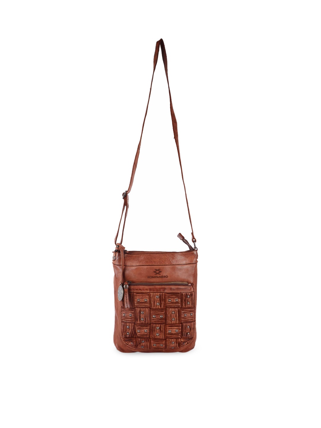 

KOMPANERO Women Brown Leather Structured Sling Bag