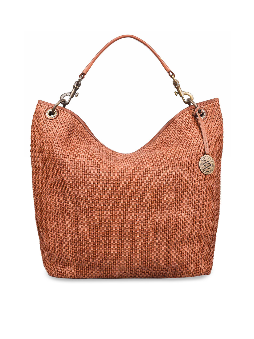 

KOMPANERO Women Tan Leather Oversized Structured Handheld Bag