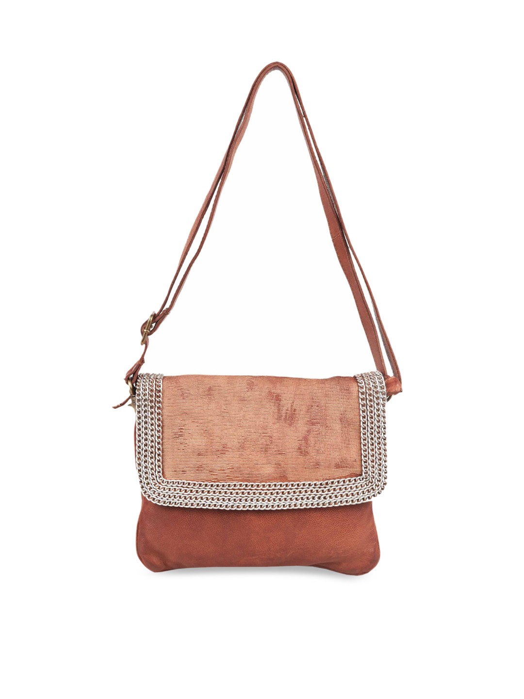 

KOMPANERO Women Rust Leather Structured Sling Bag
