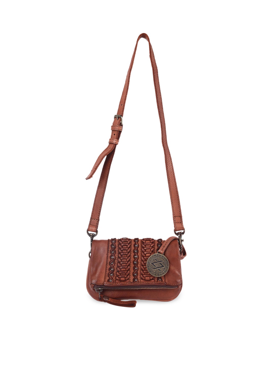 

KOMPANERO Women Brown Leather Structured Sling Bag
