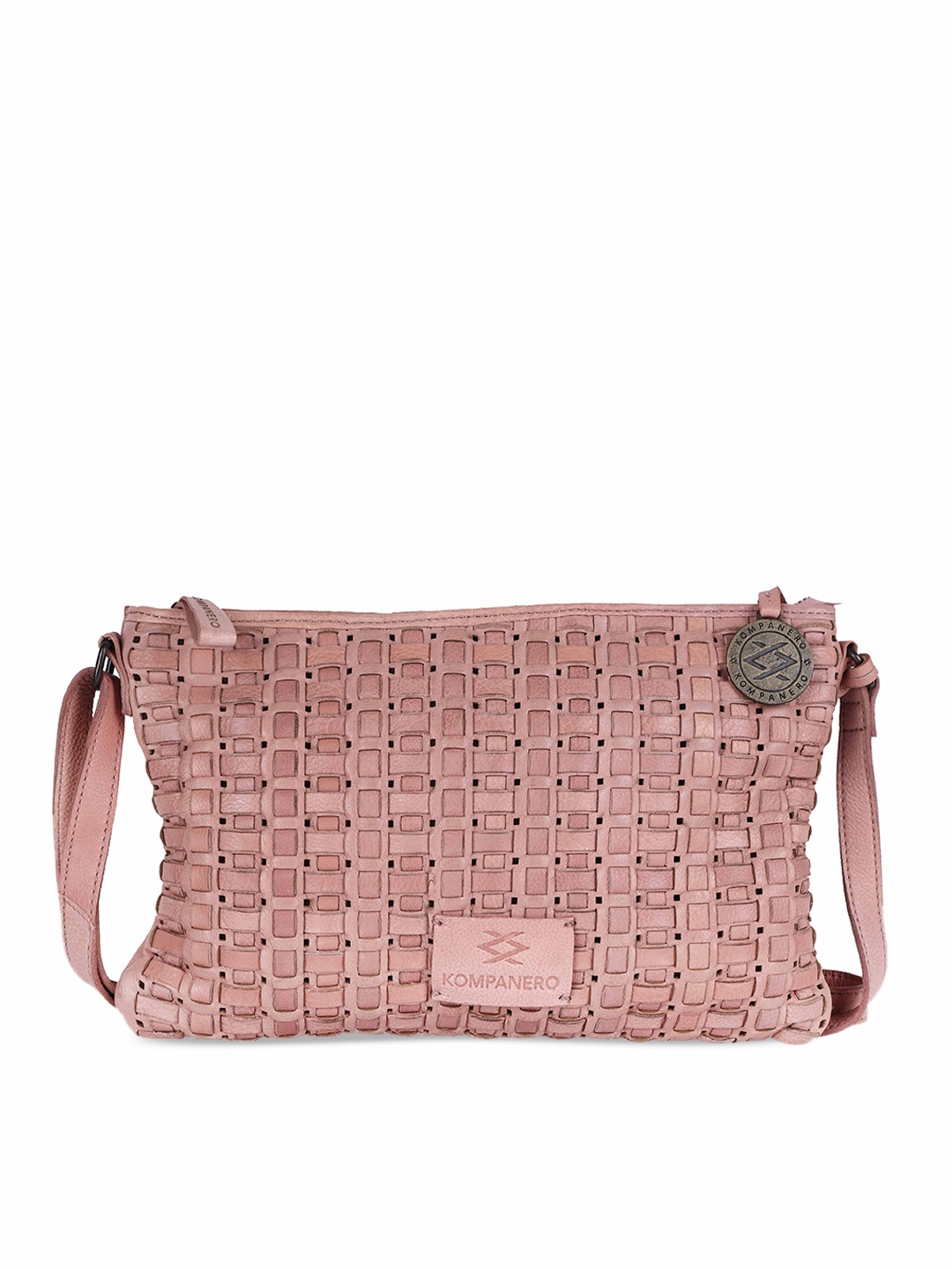 

KOMPANERO Women Pink Textured Leather Structured Sling Bag