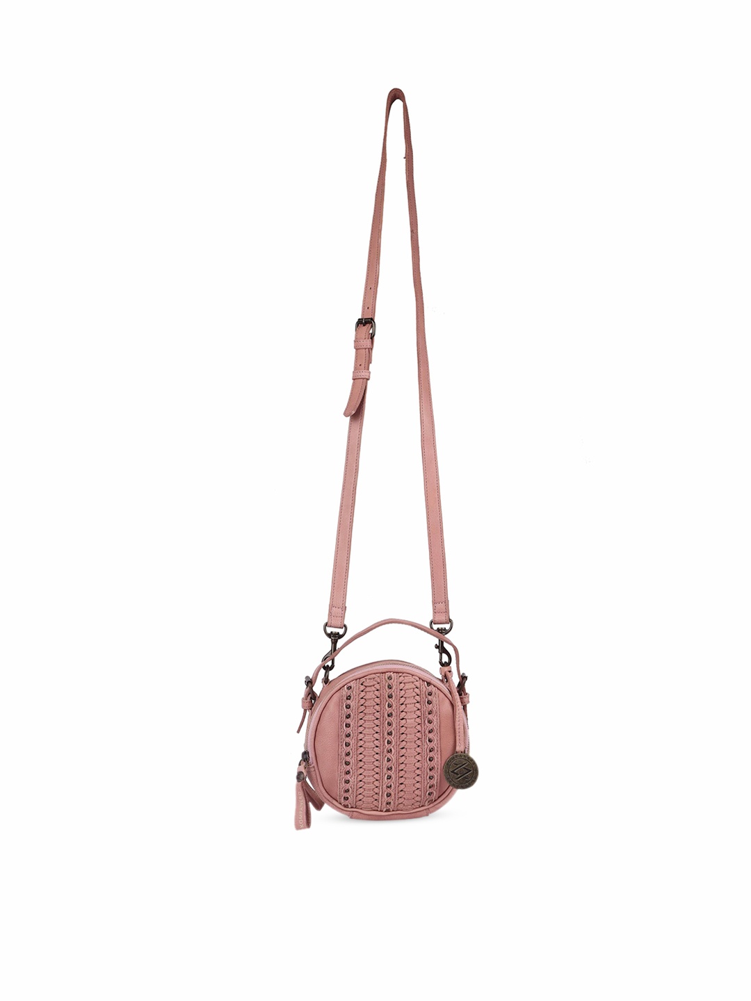 

KOMPANERO Women Pink Textured Leather Structured Sling Bag