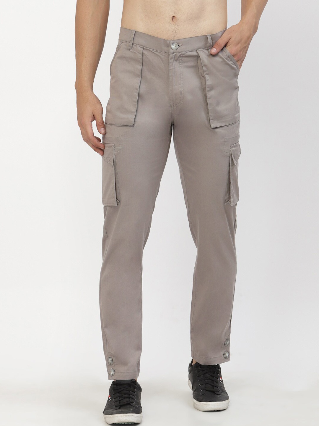 

SAPPER Men Taupe Coloured Cotton Cargos Trousers