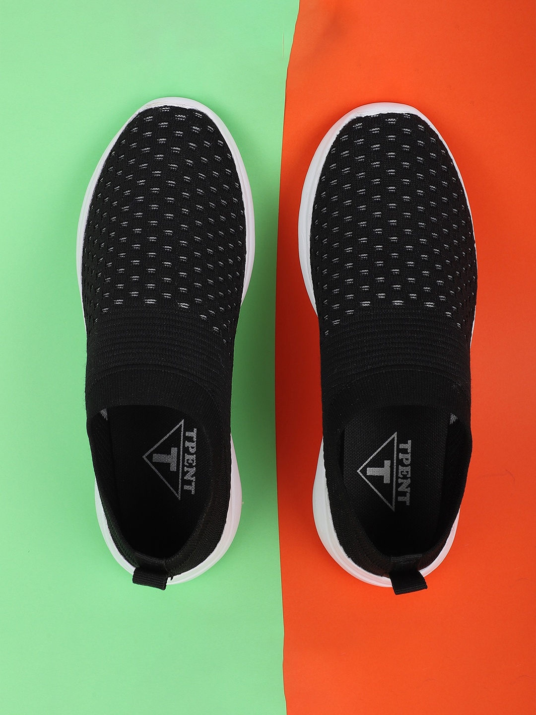 

TPENT Men Black Mesh Running Non-Marking Shoes
