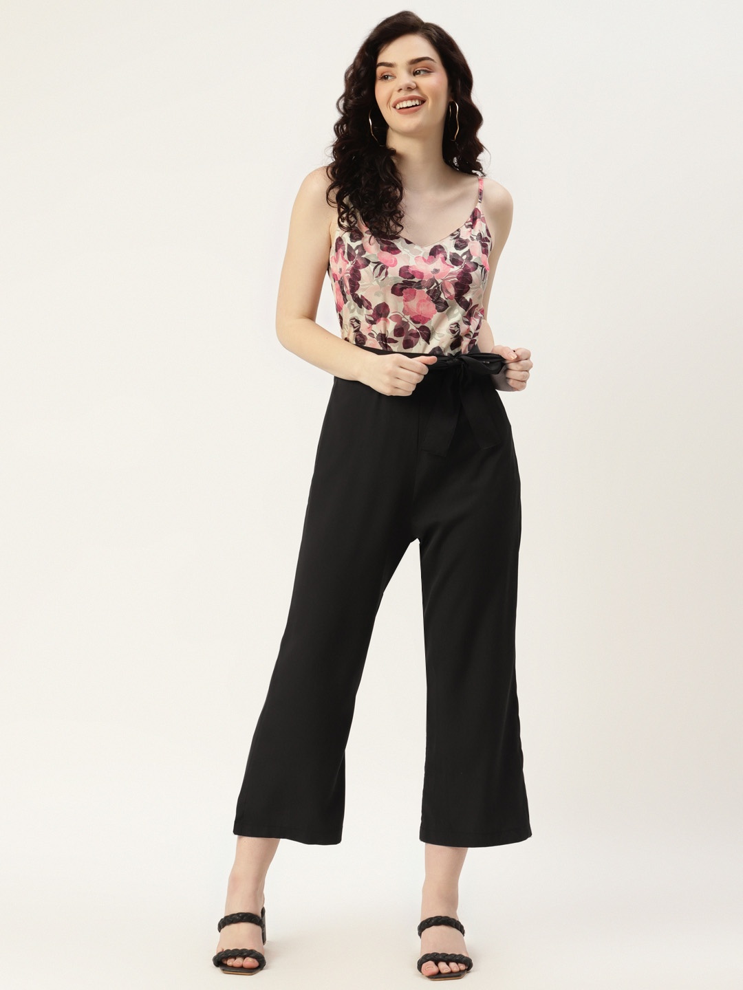 

Sleek Italia Beige & Black Printed Culotte Jumpsuit