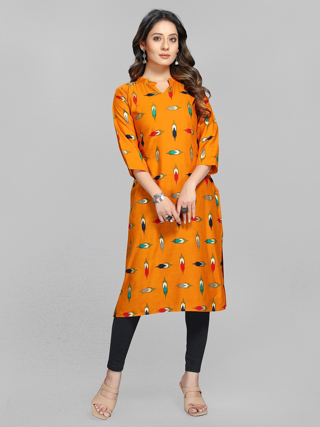 

Fashion FRICKS Women Orange Printed Kurti
