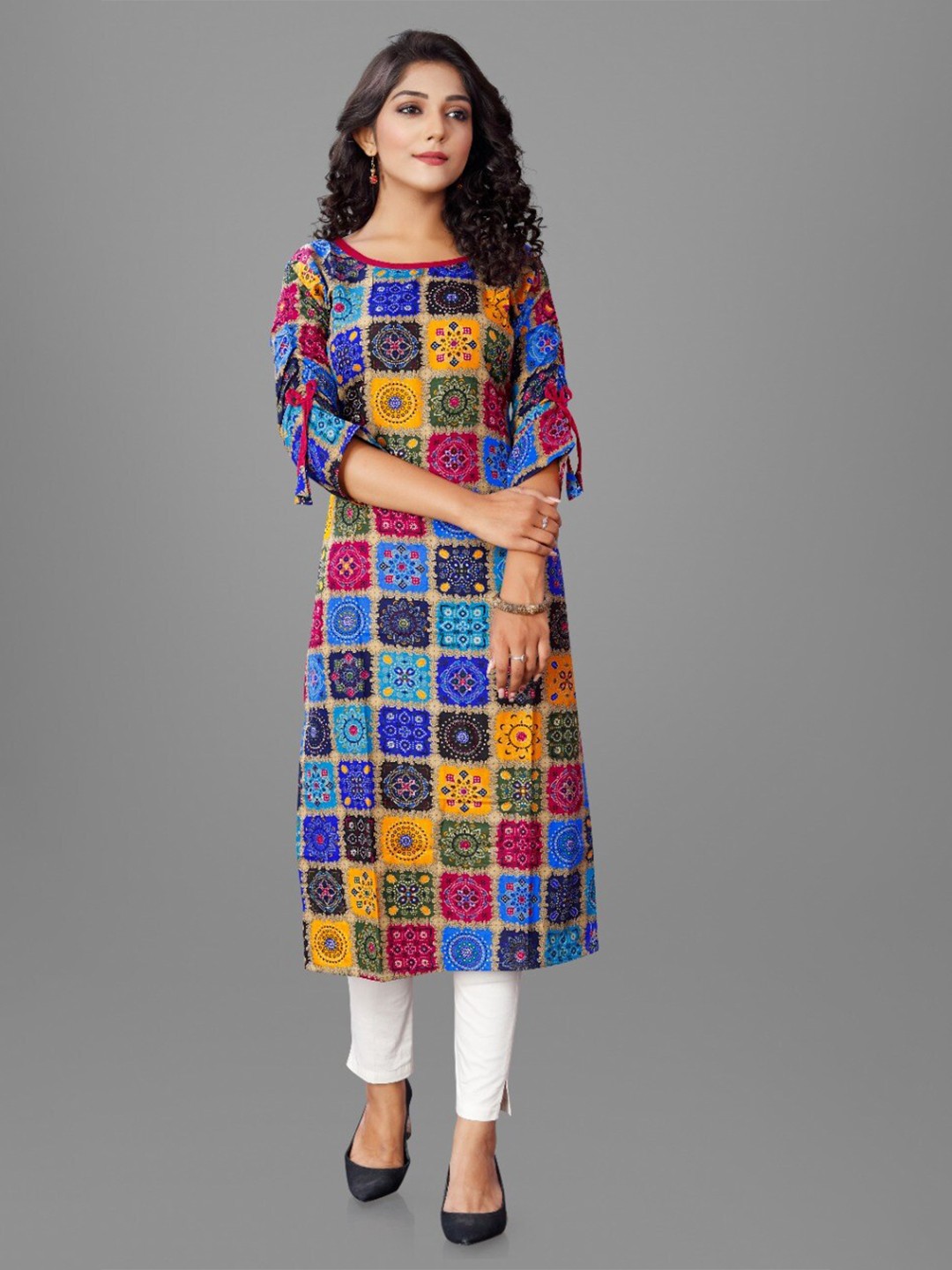

Fashion FRICKS Bandhani Printed Cotton Kurta, Blue