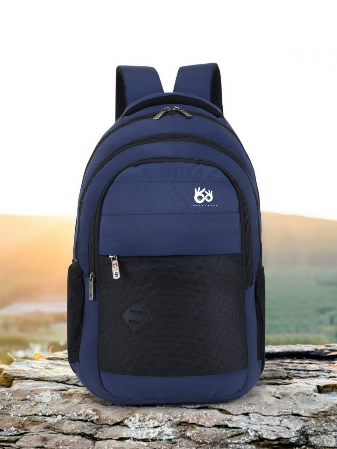 

LOOKMUSTER Unisex Blue & Black Colourblocked Backpack