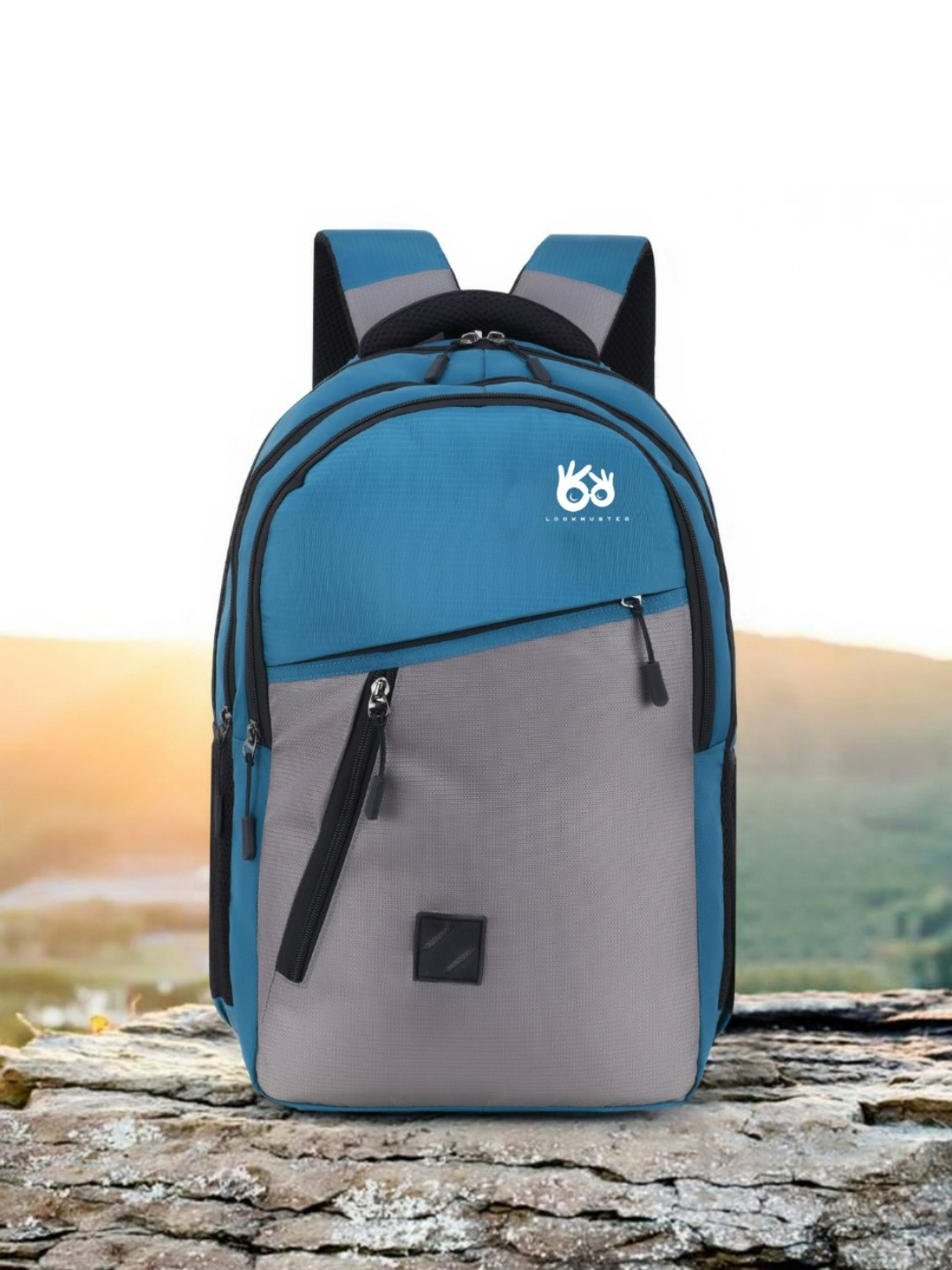 

LOOKMUSTER Unisex Blue & Grey Colourblocked Backpack
