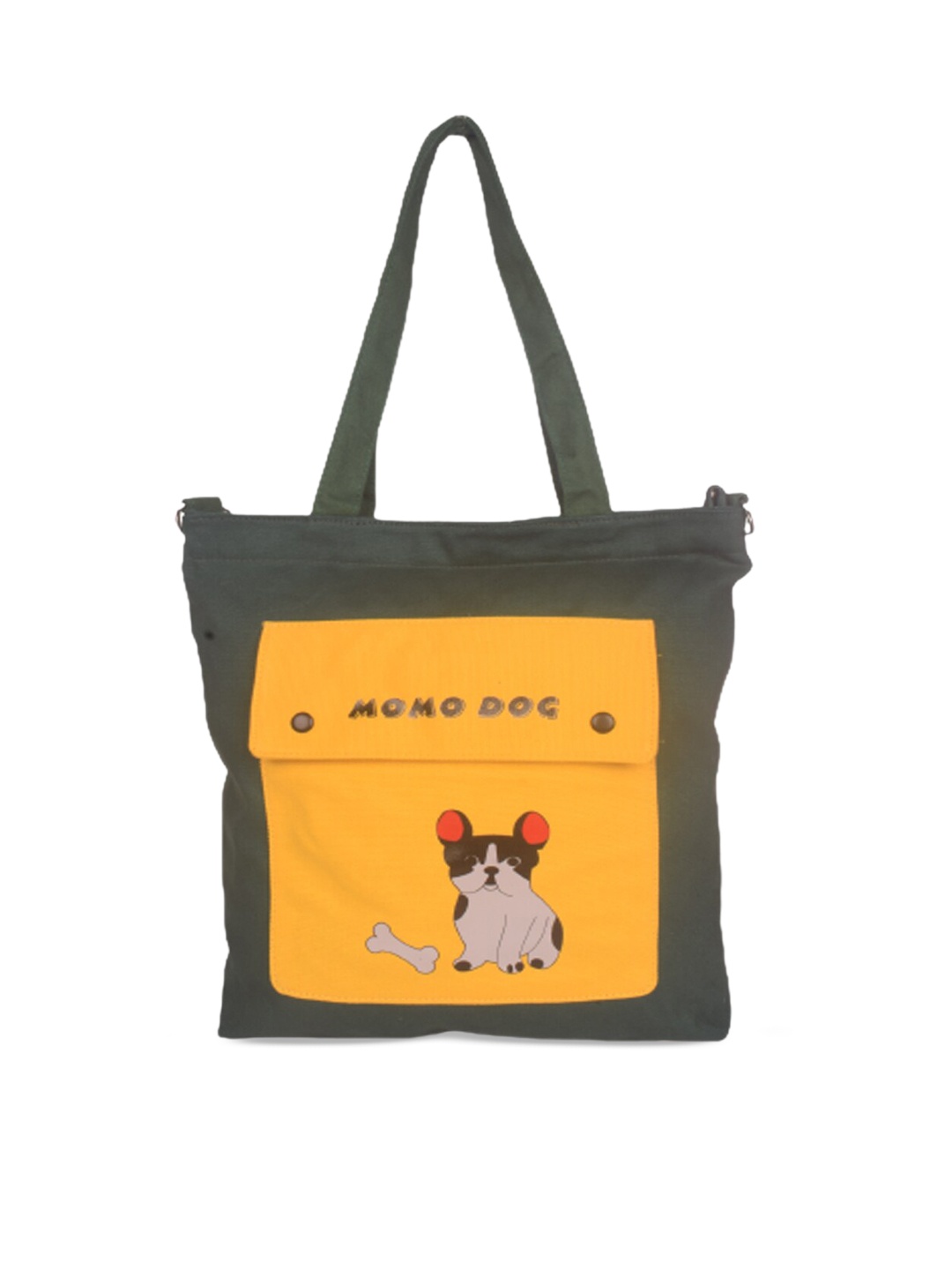 

Bagkok Green Colourblocked Canvas Shopper Tote Bag