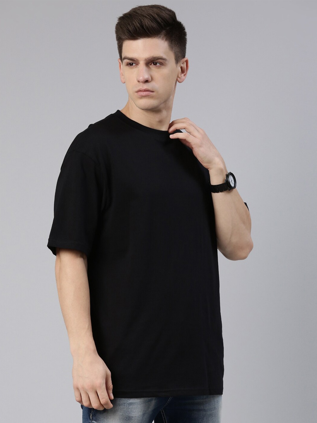 

recast Men Black Oversized Cotton T-shirt