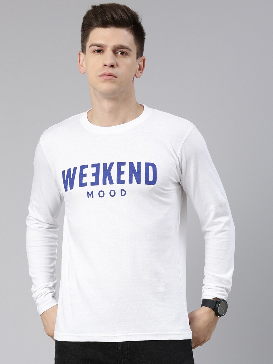 

recast Men White Typography Printed Pure Cotton T-shirt