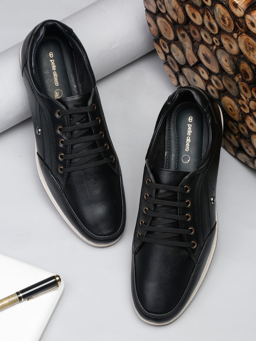 

pelle albero Men Black Leather Sneakers