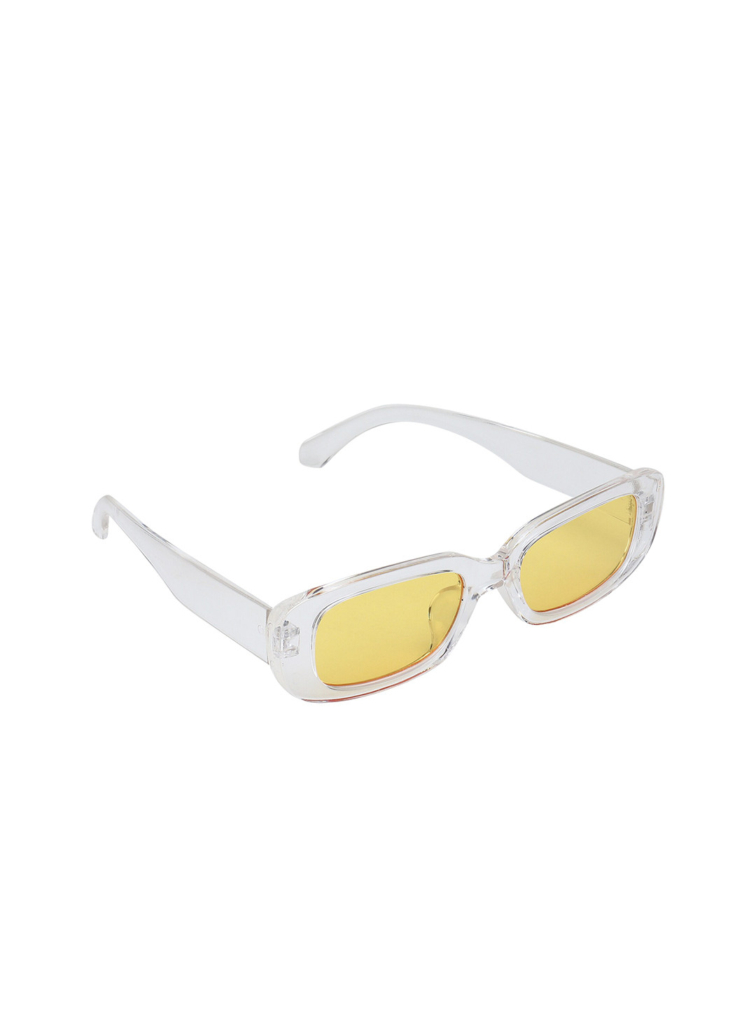 

GARTH Unisex Yellow Lens & White Rectangle Sunglasses with UV Protected Lens