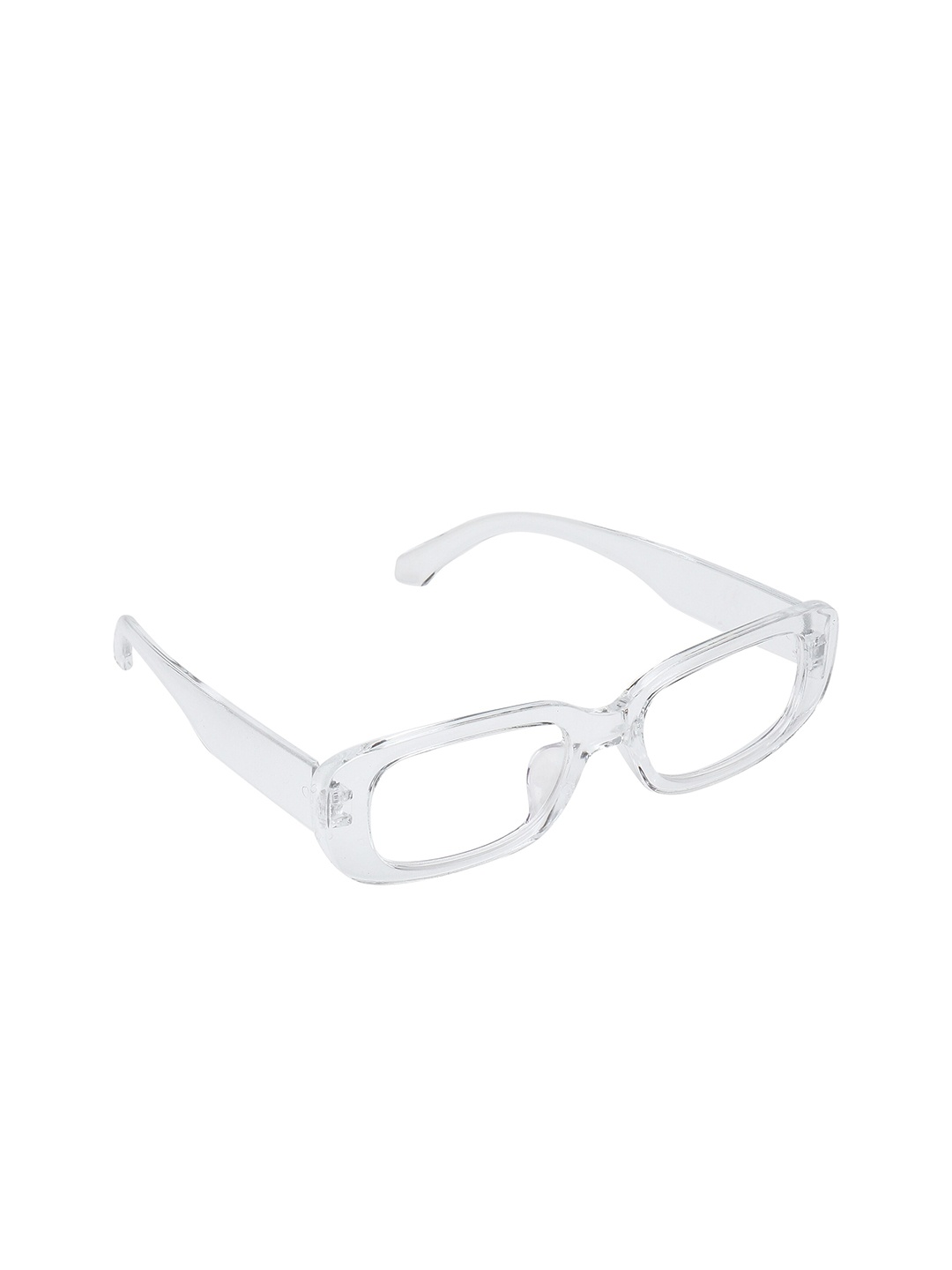 

GARTH Clear Lens & White Rectangle Sunglasses with UV Protected Lens With Soft Pouch