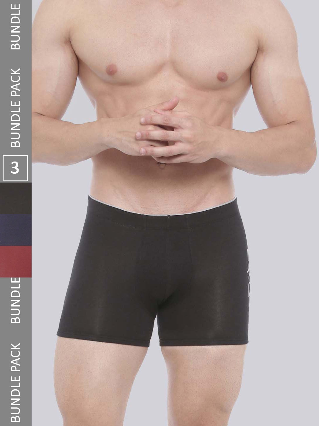 

Bitz Men Pack Of 3 Solid Basic Trunk, Black