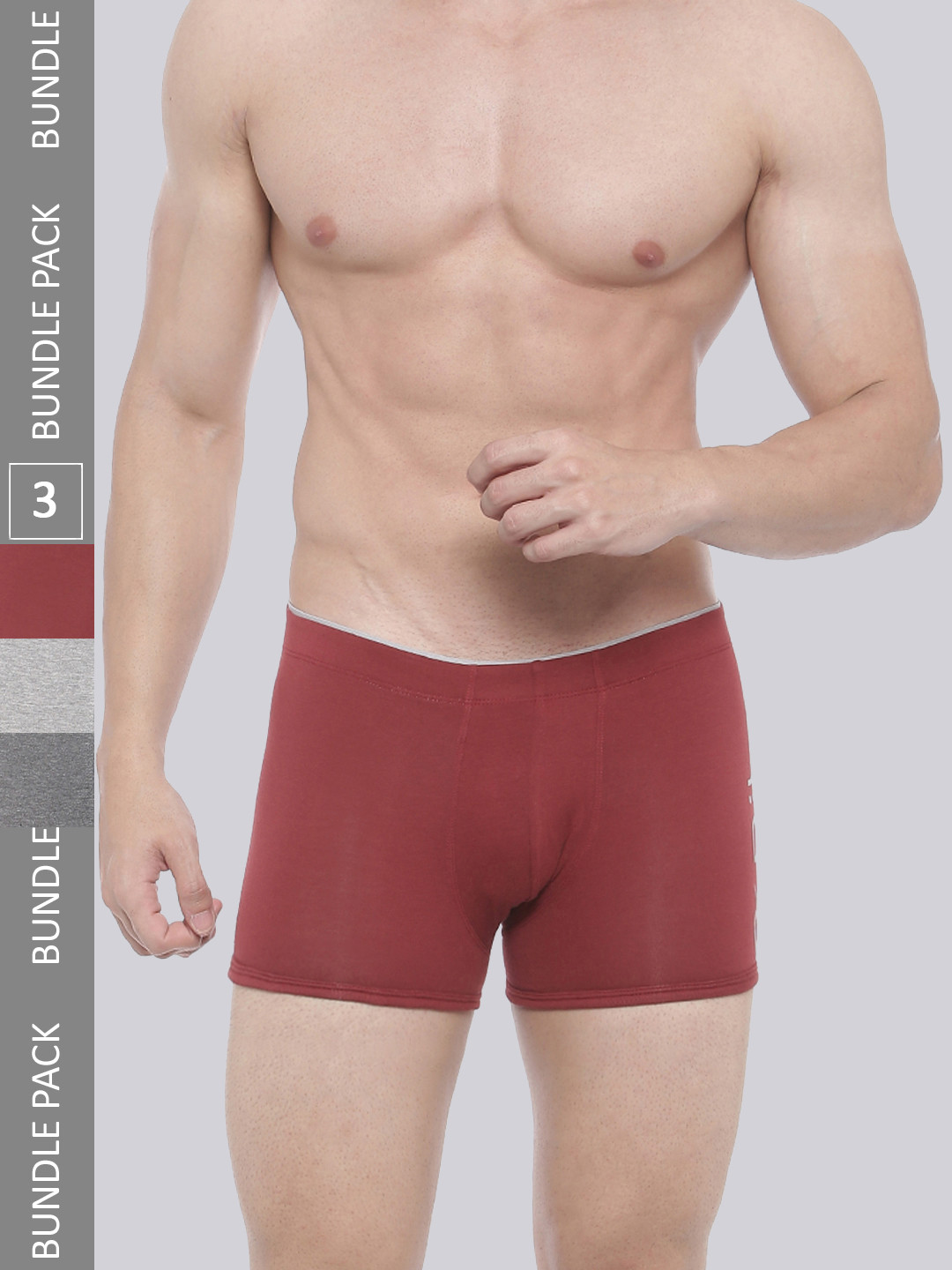 

Bitz Men Pack Of 3 Solid Cotton Trunk, Red