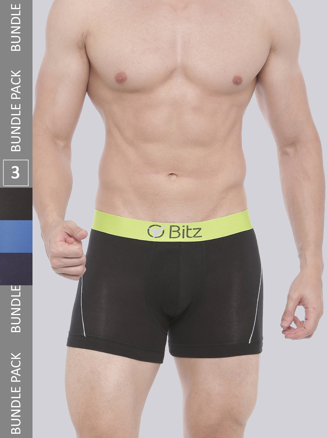 

Bitz Men Pack Of 3 Solid Cotton Trunk, Navy blue