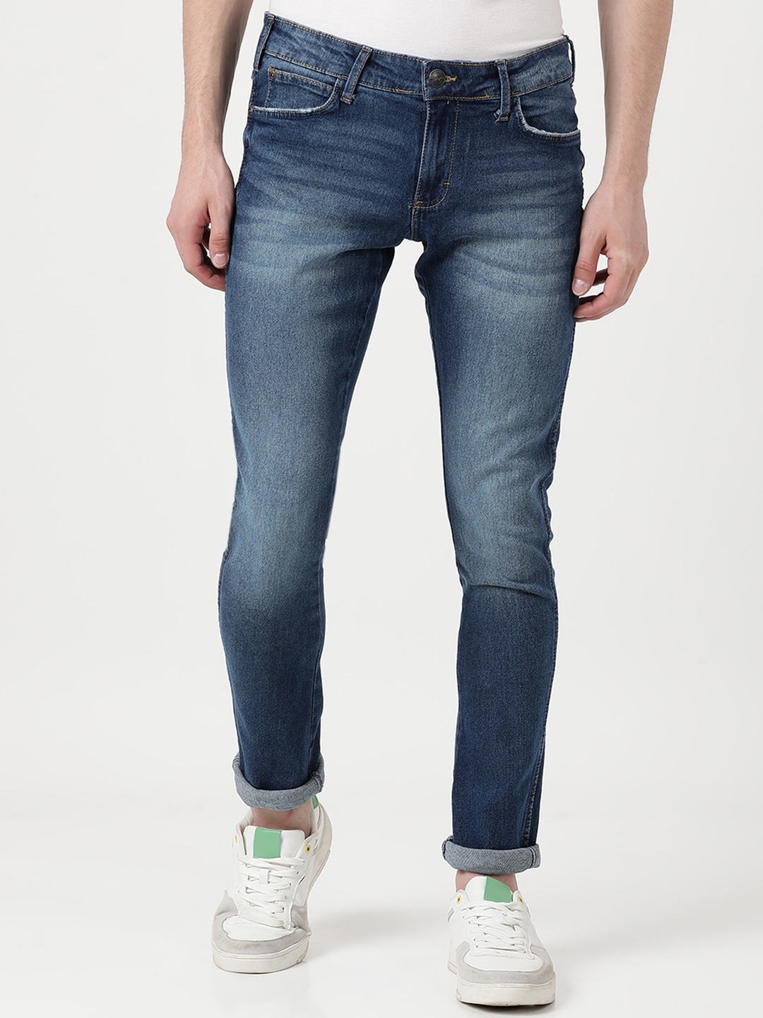 

Wrangler Men Blue Cotton Vegas Skinny Fit Low-Rise Heavy Fade Jeans