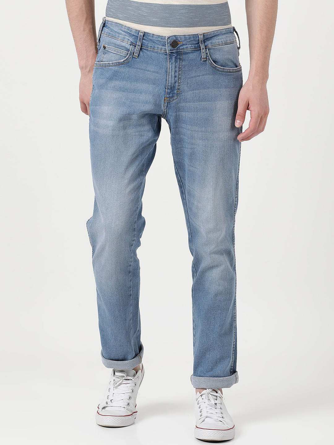 

Wrangler Men Blue Skanders Slim Fit Low-Rise Heavy Fade Stretchable Jeans
