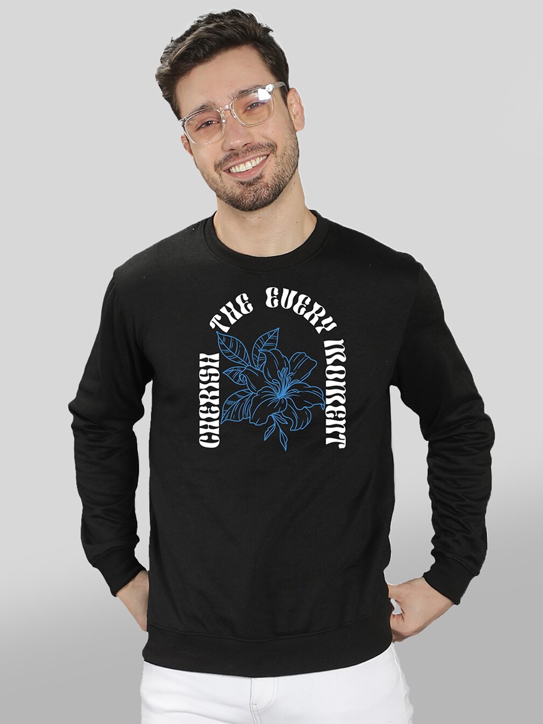 

Mad Over Print Men Black Printed Sweatshirt