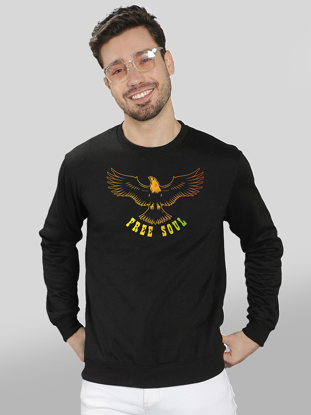 

Mad Over Print Men Black Printed Sweatshirt