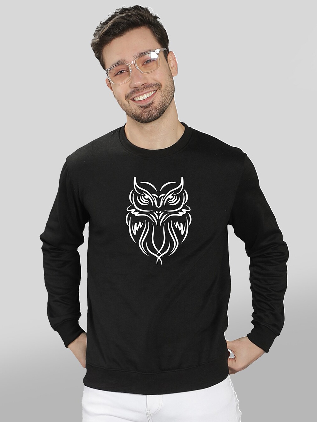 

Mad Over Print Men Black Printed Sweatshirt