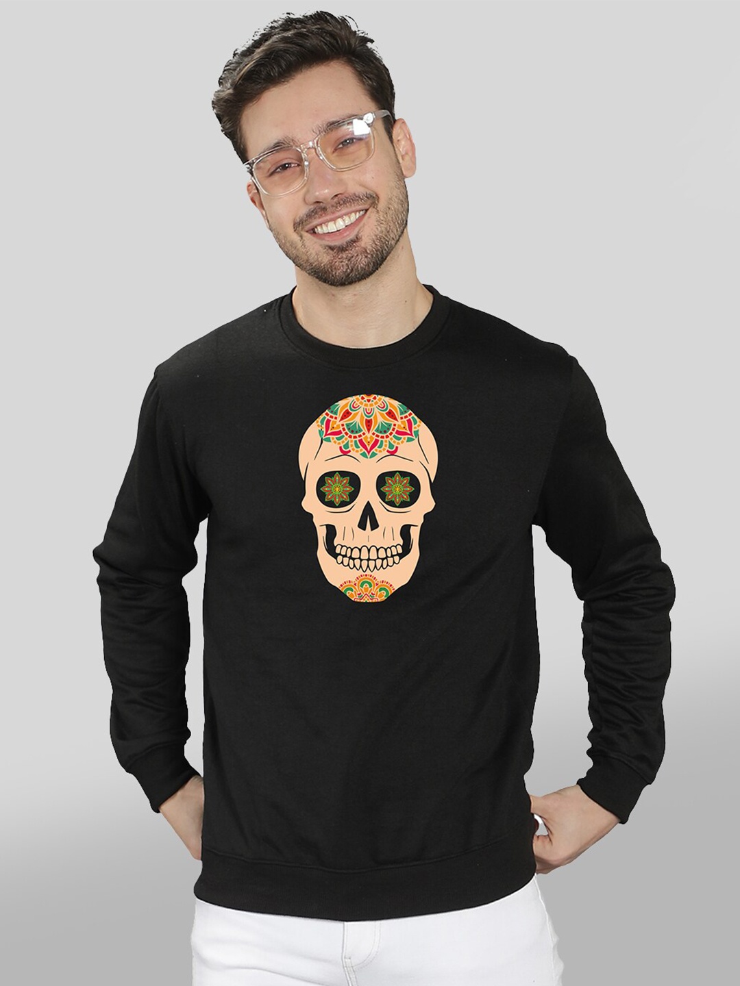 

Mad Over Print Men Black Printed Sweatshirt