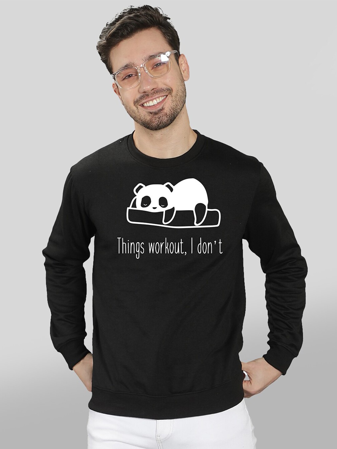 

Mad Over Print Men Black Printed Sweatshirt