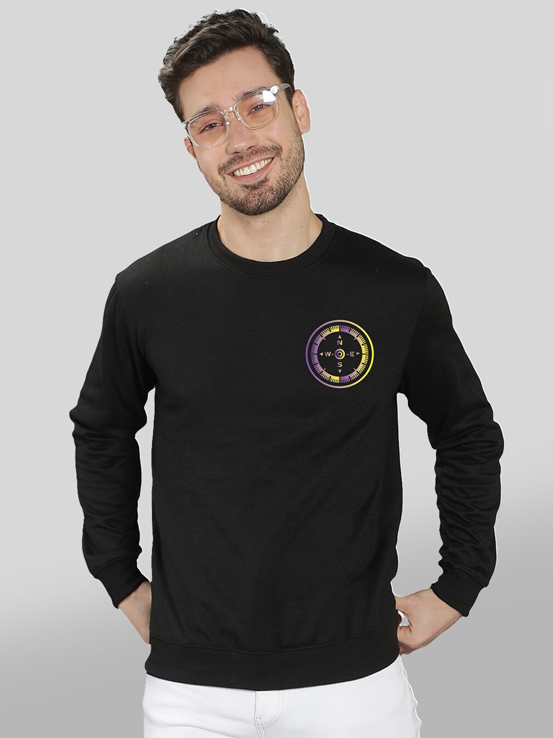 

Mad Over Print Men Black Solid Sweatshirt