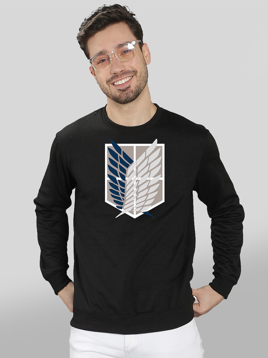 

Mad Over Print Men Black Printed Sweatshirt