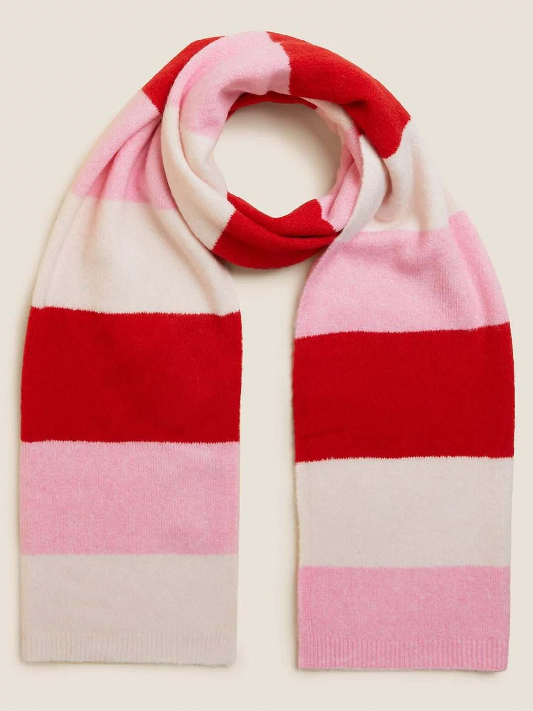 

Marks & Spencer Women Pink & Red Striped Scarf