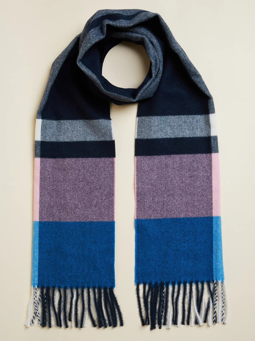 

Marks & Spencer Women Navy Blue & Pink Checked Scarf