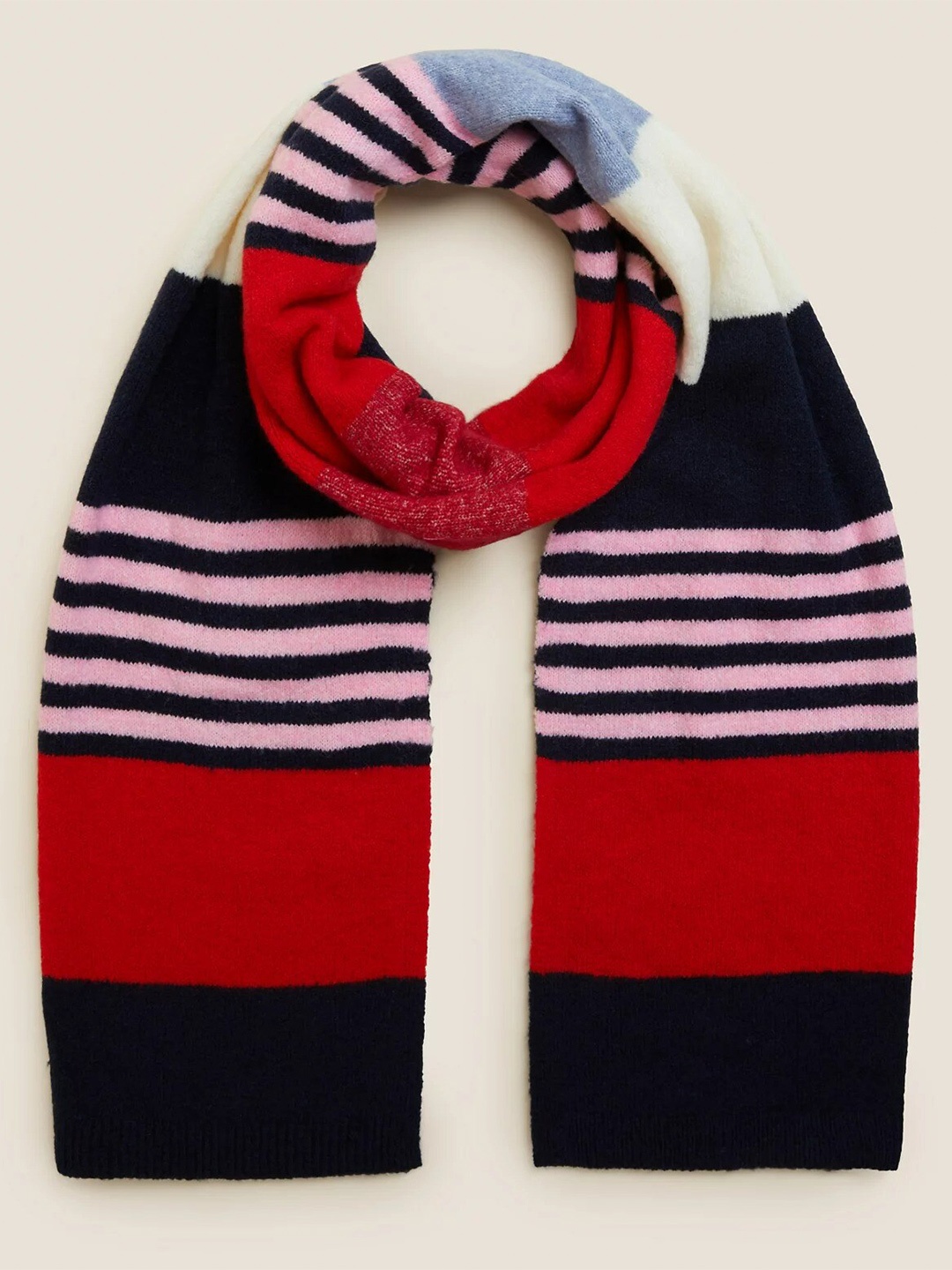 

Marks & Spencer Women Navy Blue & Red Striped Scarf