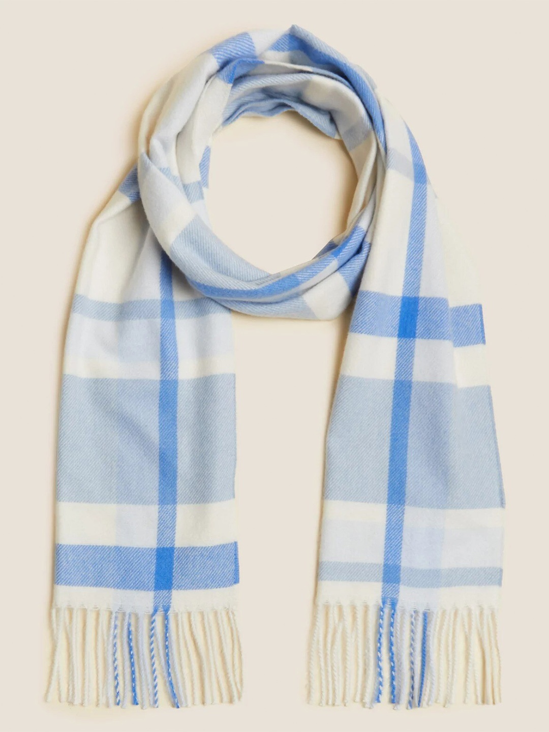 

Marks & Spencer Women Blue & White Checked Scarf