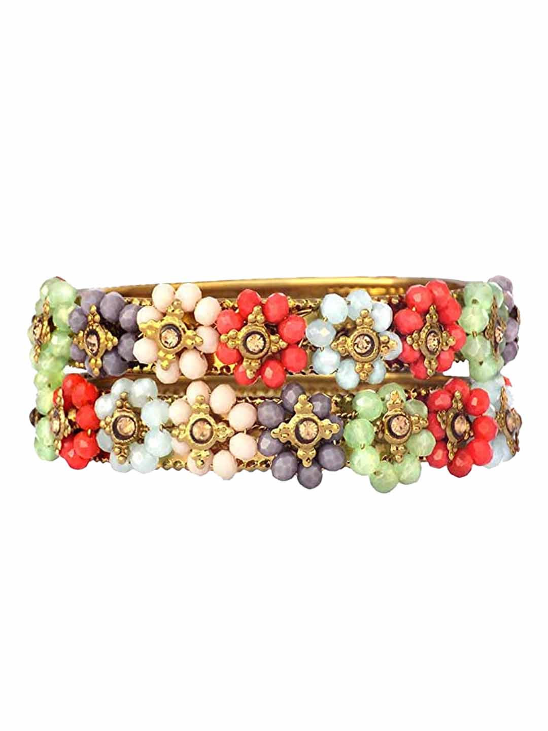 

Jewar Mandi Set Of 2 Gold-Plated Rhinestones Studded Bangles