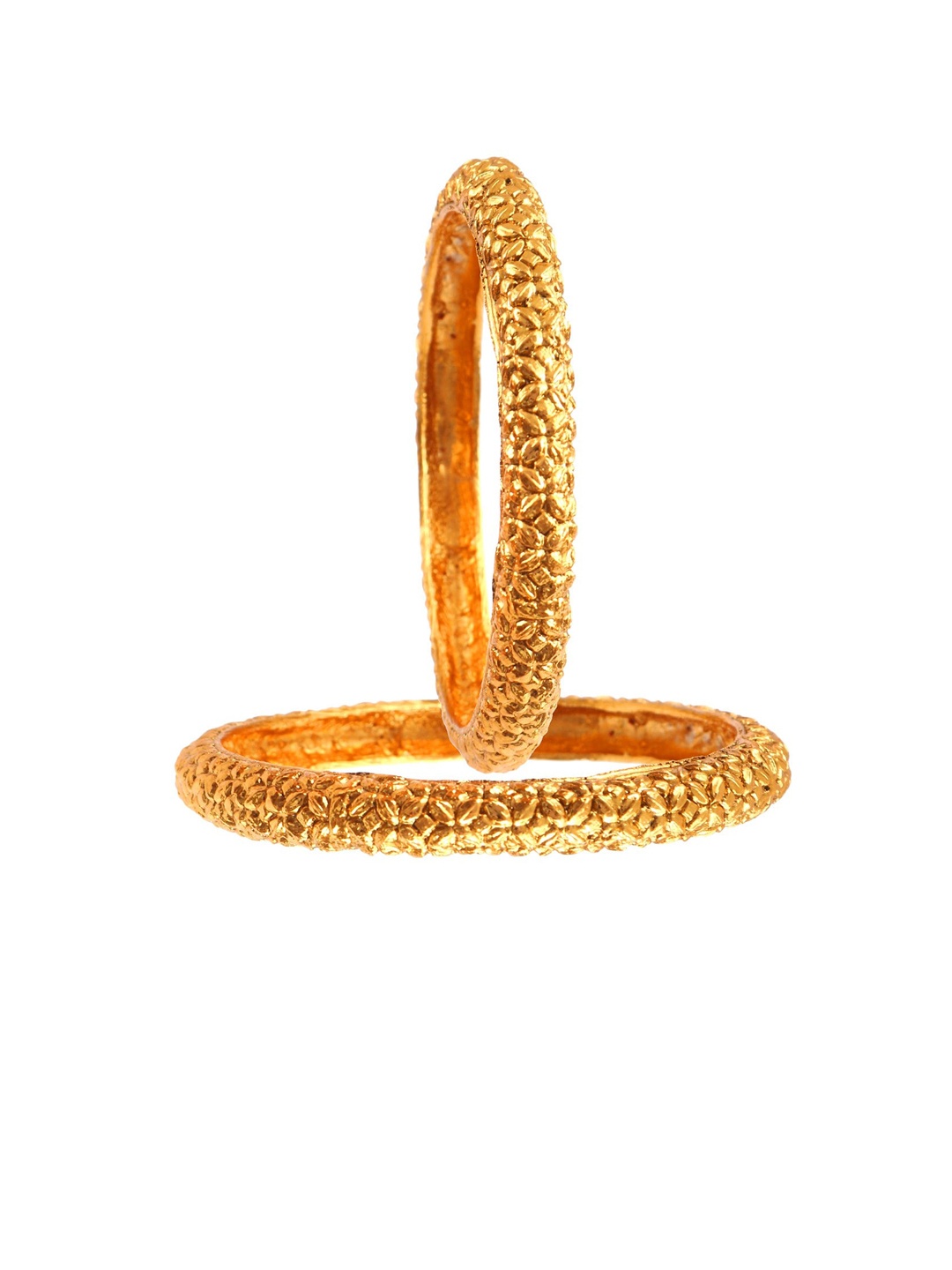 

Jewar Mandi Set Of 2 Gold-Plated Leaf Design Bangles