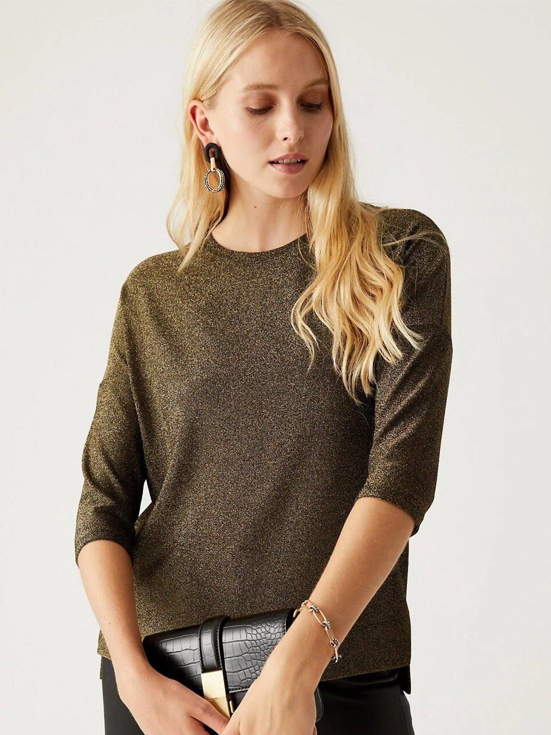 

Marks & Spencer Women Gold-Toned Casual Top