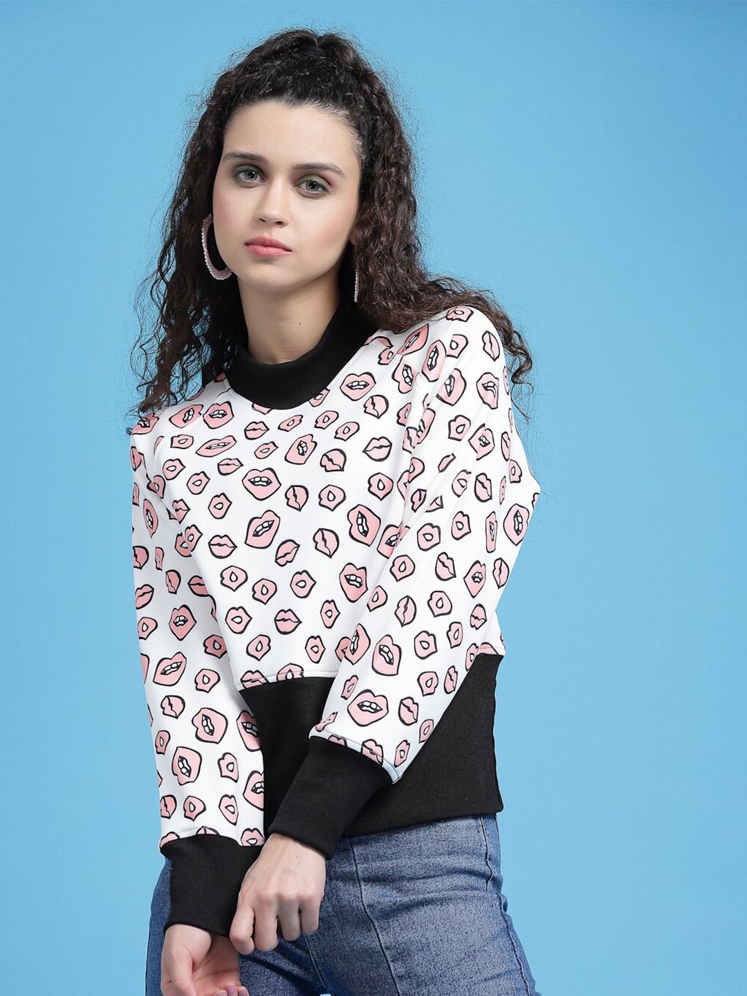 

KASSUALLY Women White Printed Sweatshirt