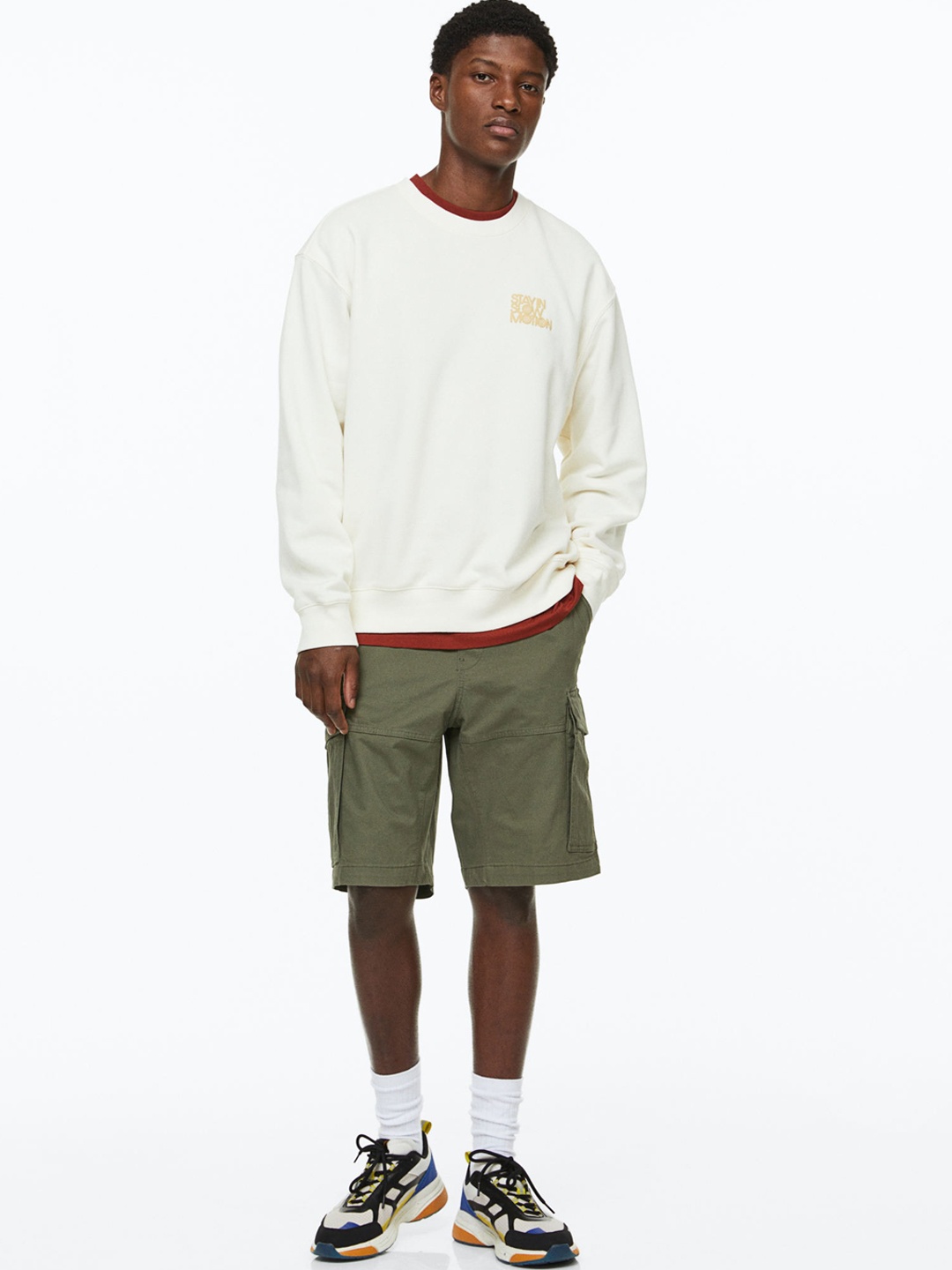 

H&M Men Green Regular Fit Cotton Cargo Shorts