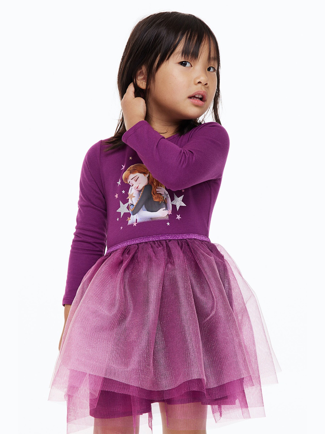 

H&M Girls Purple Printed Tulle Dress